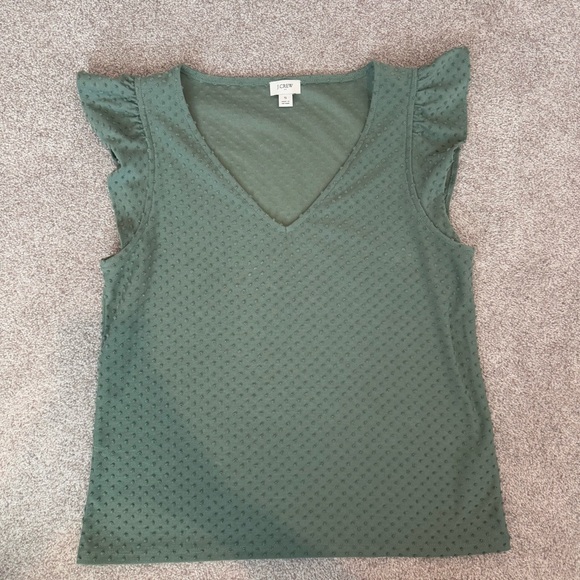J. Crew Tops - J. Crew Green Textured V-Neck Blouse